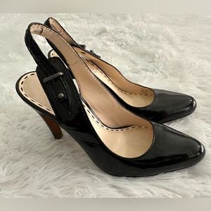 Authentic COACH Alma Black Patent Leather Heels‎ Shoes 5.5 5 1/2